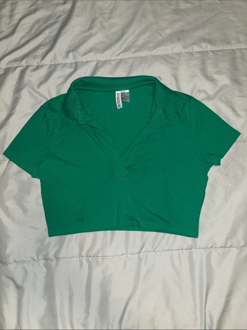 Divided Green Cropped Polo Top
